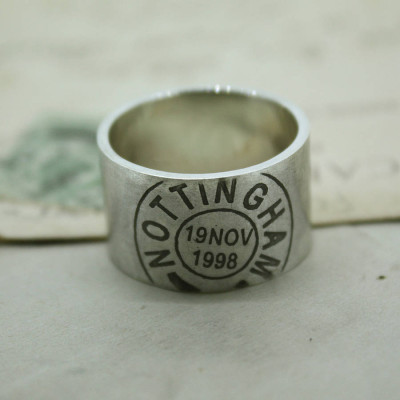 Mens Personalised Place And Date Ring - The Name Jewellery™