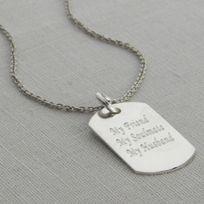 Personalised Polished Sterling Silver Dog Tag Necklace - The Name Jewellery™