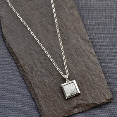 Meteorite And Silver Square Necklace - The Name Jewellery™