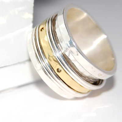 Silver And Gold Spinning Band Ring - The Name Jewellery™