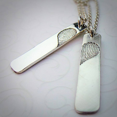 Pair Of Inked Fingerprint Heart Pendant Necklaces - The Name Jewellery™
