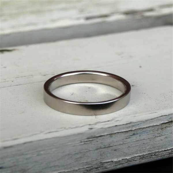 18ct White Gold Flat Wedding Band - The Name Jewellery™