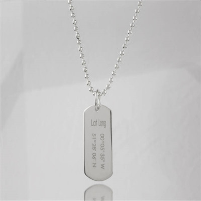 Personalised Coordinates Dog Tag Necklace - The Name Jewellery™