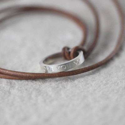 Personalised Leather Ring Necklace - The Name Jewellery™