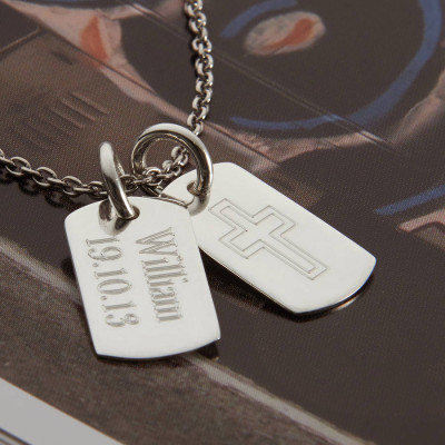 Personalised Sterling Silver Double Dog Tag Necklace - The Name Jewellery™