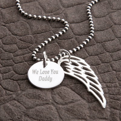 Personalised Sterling Silver Wing And Disc Pendant - The Name Jewellery™