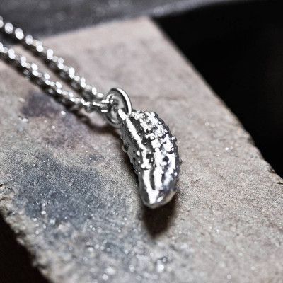 Silver Handcrafted Pickled Gherkin Necklace - The Name Jewellery™