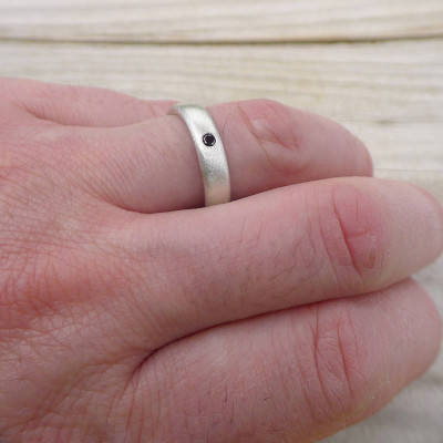 Mens Handmade Black Diamond Silver Ring - The Name Jewellery™