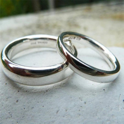 Silver Comfort Fit Wedding Ring Set - The Name Jewellery™