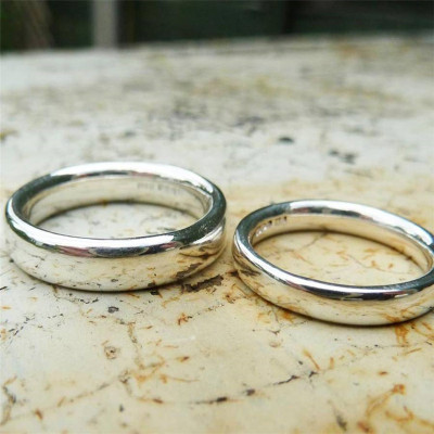 Silver Comfort Fit Wedding Ring Set - The Name Jewellery™