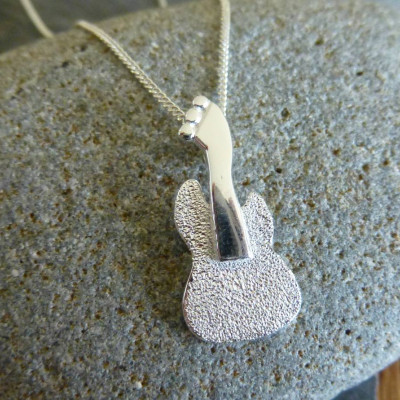 Silver Guitar Pendant And Chain - The Name Jewellery™