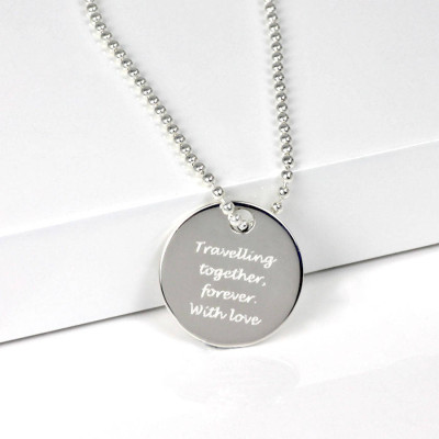 Personalised Silver Round Dog Tag Pendant - The Name Jewellery™