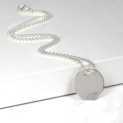 Personalised Silver Round Dog Tag Pendant - The Name Jewellery™