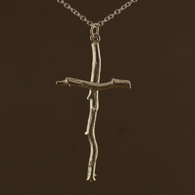 Silver Rose Root Cross Necklace - The Name Jewellery™