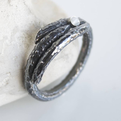 Handmade Sterling Silver Mens Woodland Branch Ring - The Name Jewellery™