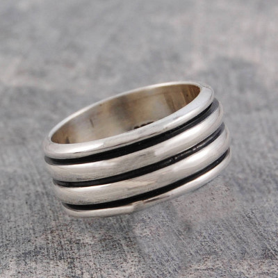 Mens Sterling Silver Spinning Ring - The Name Jewellery™