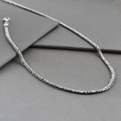 Sterling Silver Oval Borobudur Necklace - The Name Jewellery™