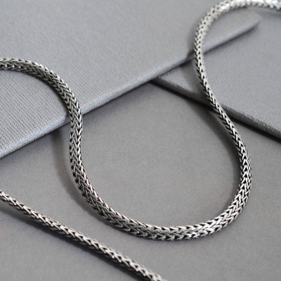 Sterling Silver Oval Snake Necklace - The Name Jewellery™