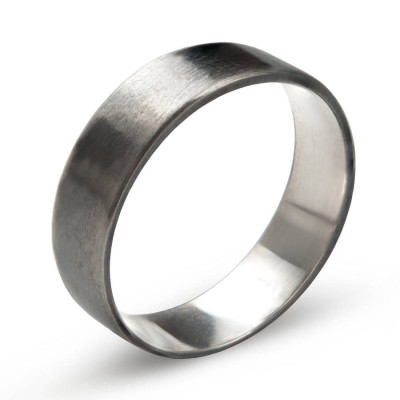 Sterling Silver Oxidized Flat Wedding Band Ring - The Name Jewellery™