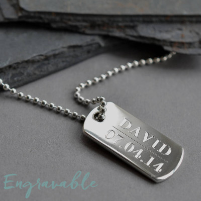 Sterling Silver Solid Dog Tag Necklace - The Name Jewellery™