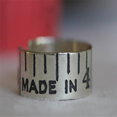 Etched Silver Vintage Style Tape Measure Ring - The Name Jewellery™