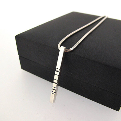 Thin Silver Barcode Pendant - The Name Jewellery™