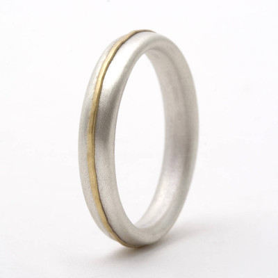 Thin Sterling Silver Ring With 18ct Yellow Gold Detail - The Name Jewellery™