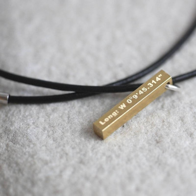 Tiny Leather And Raw Brass Coordinate Necklace - The Name Jewellery™